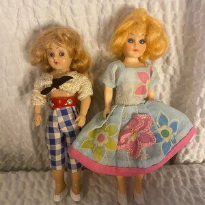 Bundle (2) Vintage Miniature 7" & 8" Blonde Hard Plastic Closing Eyes Dolls